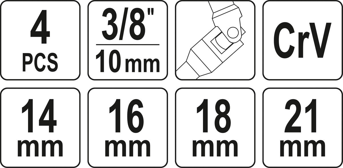 SWIVEL SPARK PLUG SOCKET SET 4 PCS (YT-38520)