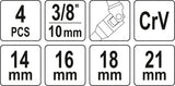 SWIVEL SPARK PLUG SOCKET SET 4 PCS (YT-38520)