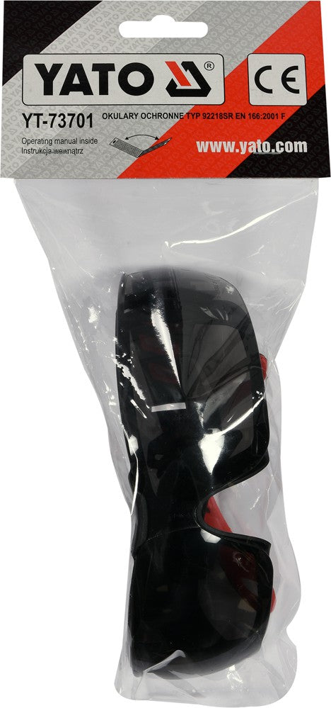SAFETY GLASSES W/ GREY LENSES AND STRAP (YT-73701)
