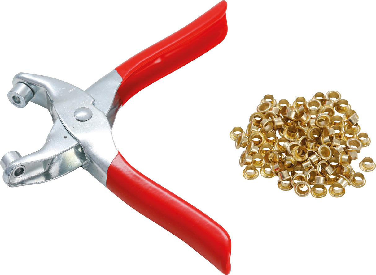 EYELET PLIERS WITH 100 ROUND EYELETS | 4.5 MM (75830)
