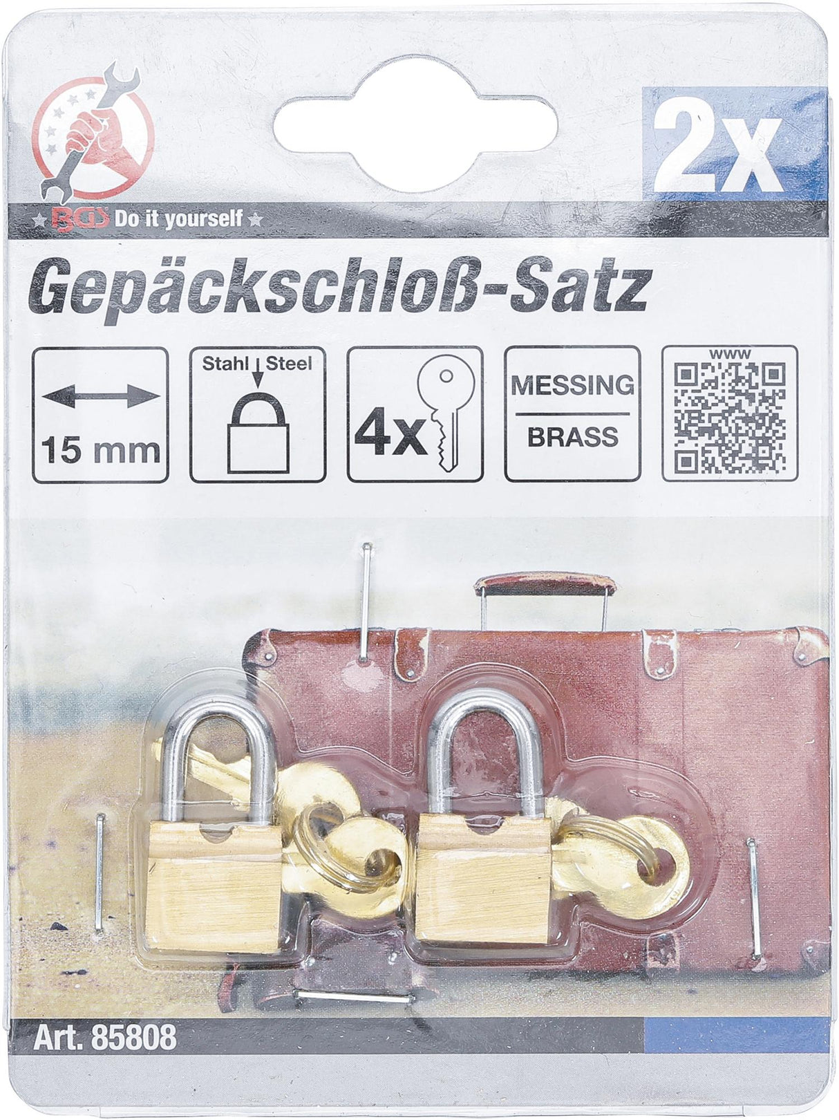 LUGGAGE PADLOCK SET | 15 MM | 2 PCS. (85808)