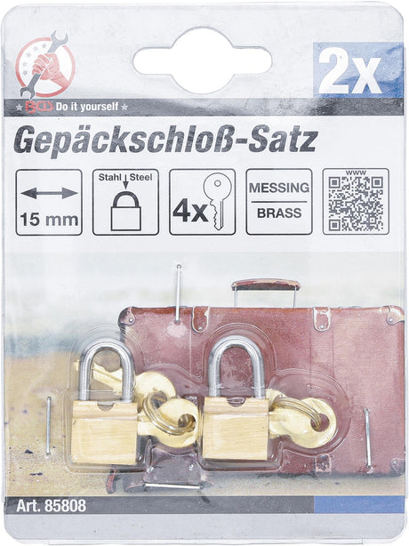 LUGGAGE PADLOCK SET | 15 MM | 2 PCS. (85808)