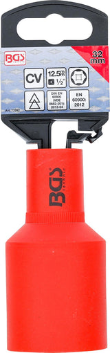 VDE SOCKET, HEXAGON | 12.5 MM (1/2") DRIVE | 32 MM (72082)