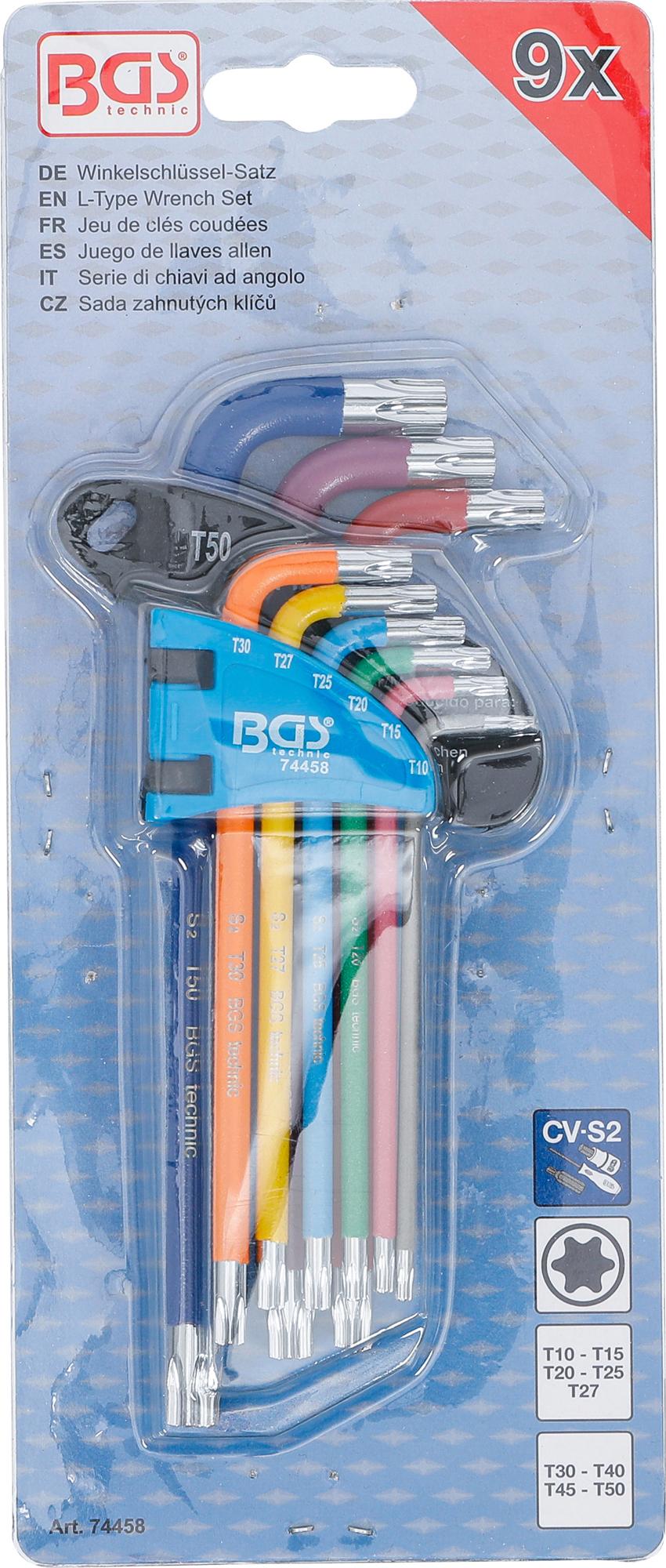L-TYPE WRENCH SET | MULTICOLOUR | T-STAR (FOR TORX) T10 - T50 | 9 PCS. (74458)