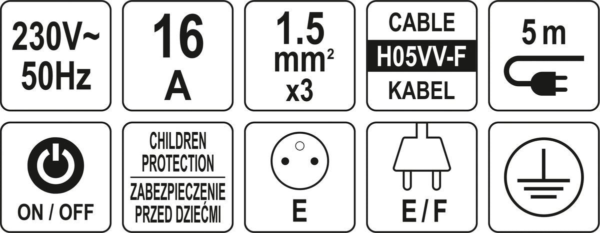 POWER STRIP W. GROUND 5S 5M (72358)