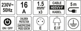 POWER STRIP W. GROUND 5S 5M (72358)