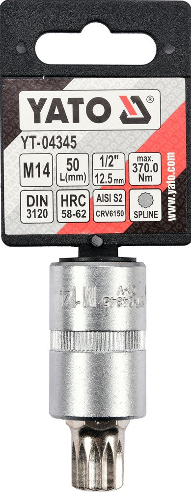 SOCKET BIT SPLINE 1/2" M14 L55MM (YT-04345)