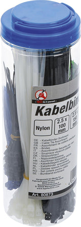 CABLE TIE ASSORTMENT | COLOURED | 100 - 150 - 200 MM | 450 PCS. (80873)