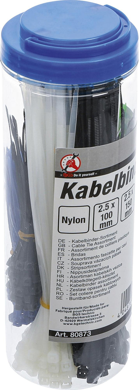 CABLE TIE ASSORTMENT | COLOURED | 100 - 150 - 200 MM | 450 PCS. (80873)