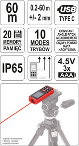 LASER DISTANCE METER 60 M (YT-73127)