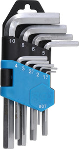 L-TYPE WRENCH SET | SHORT | INTERNAL HEXAGON 1.5 - 10 MM | 9 PCS. (807)