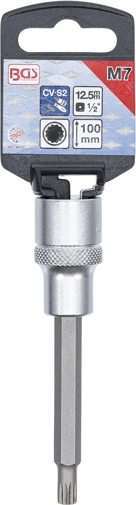 BIT SOCKET | LENGTH 100 MM | 12.5 MM (1/2") DRIVE | SPLINE (FOR XZN) | M7 (4432)
