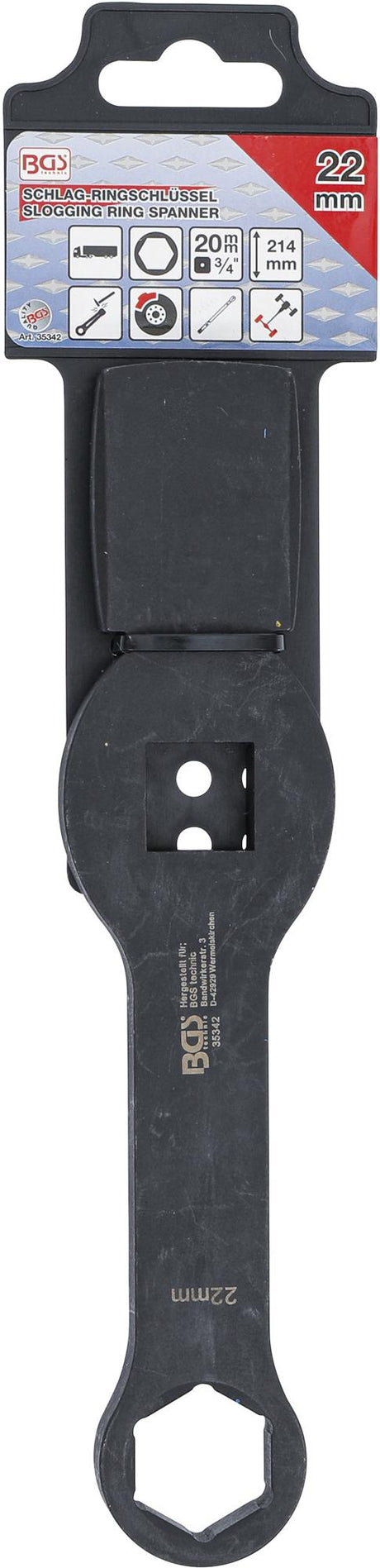 SLOGGING RING SPANNER | HEXAGON | WITH 2 STRIKING FACES | 22 MM (35342)
