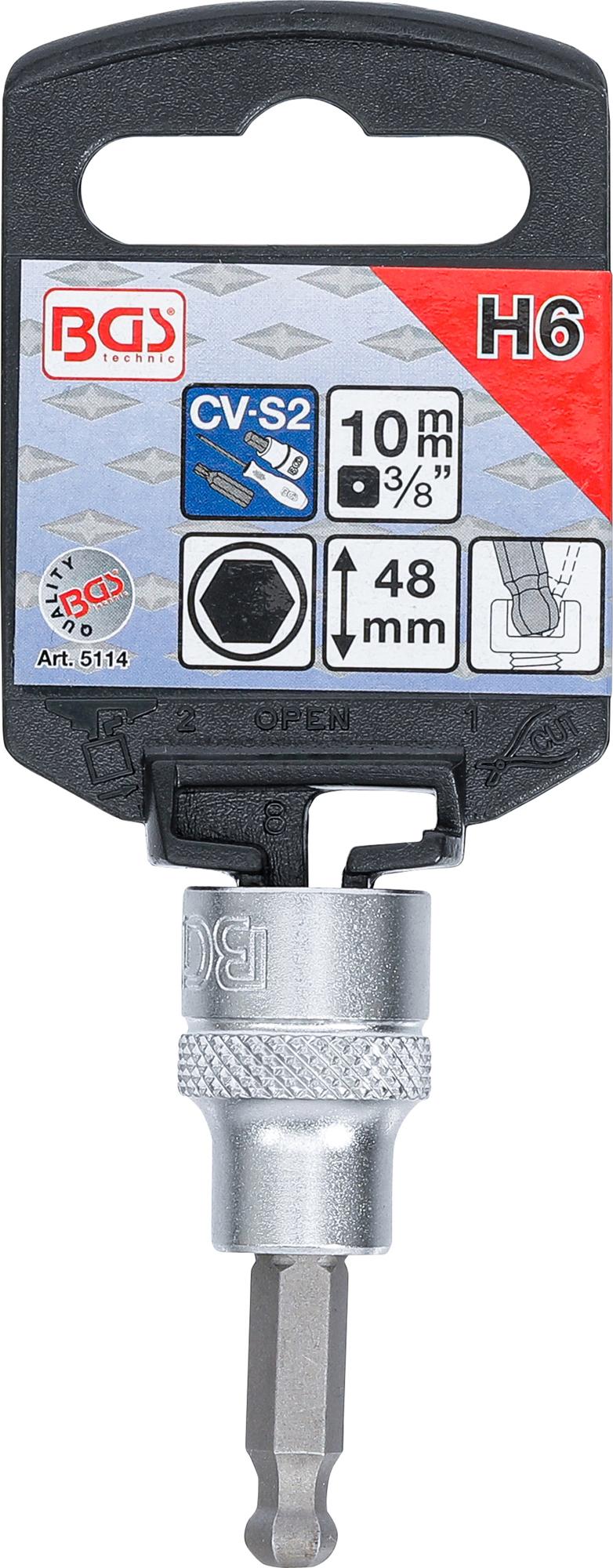 BIT SOCKET | 10 MM (3/8") | INTERNAL HEXAGON WITH BALL HEAD 6 MM (5114)