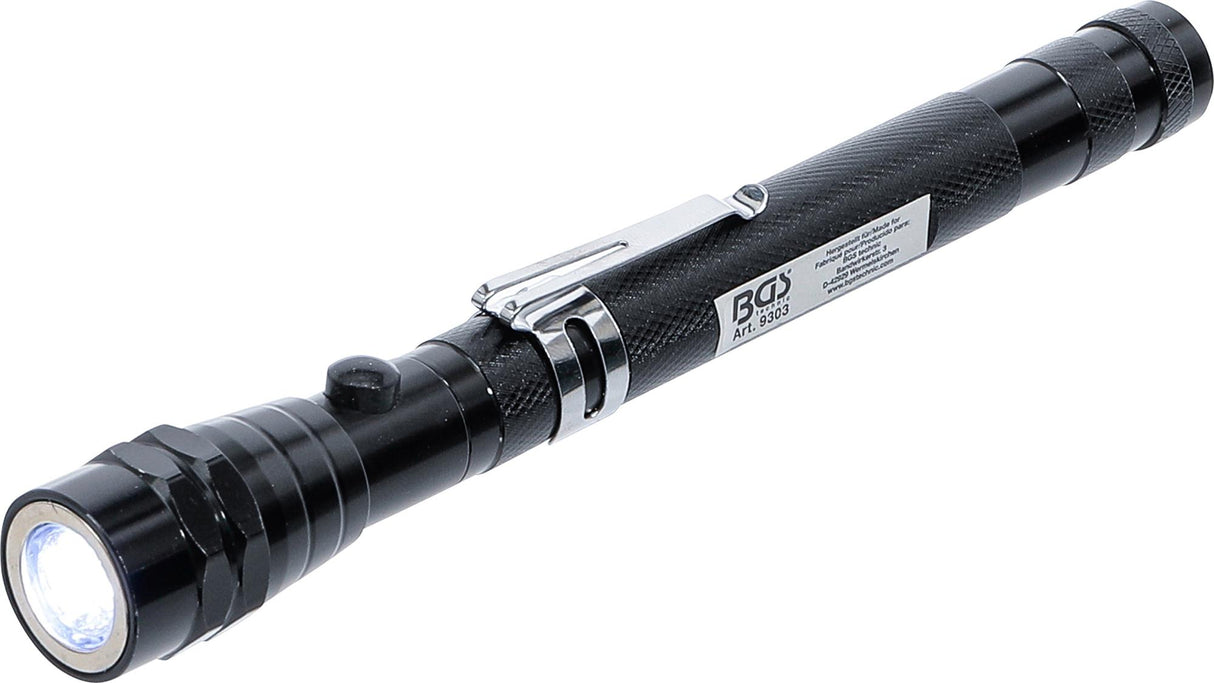 EXTENDABLE LED FLASHLIGHT WITH MAGNETIC PICK UP TOOL | "2-IN-1" (9303)