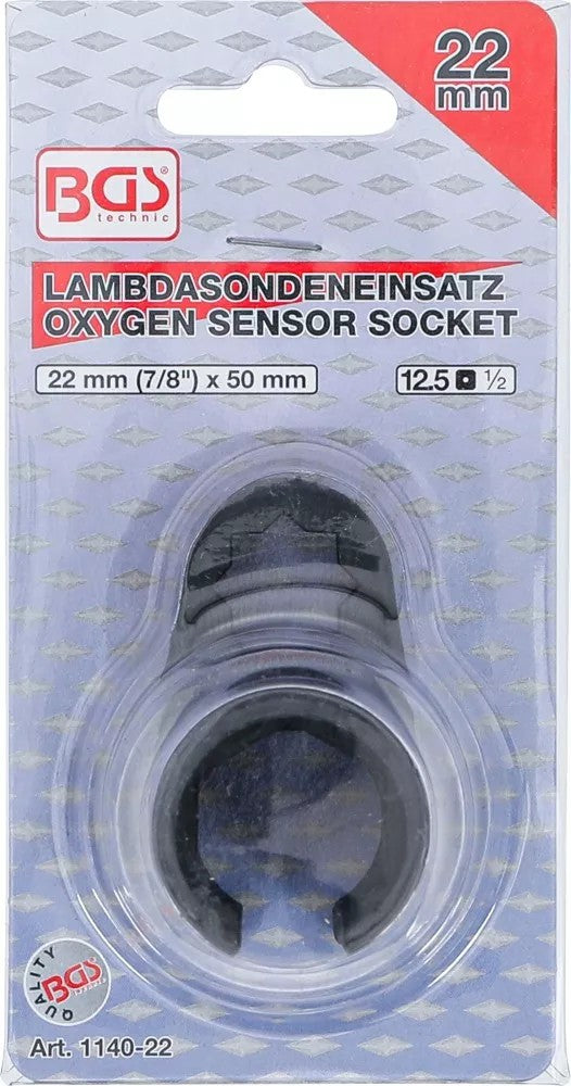 OXYGEN SENSOR SOCKET | ANGLED | 12.5 MM (1/2") DOUBLE 4-POINT DRIVE | 22 MM | 11 MM SLOT (1140-22)