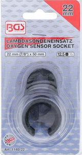 OXYGEN SENSOR SOCKET | ANGLED | 12.5 MM (1/2") DOUBLE 4-POINT DRIVE | 22 MM | 11 MM SLOT (1140-22)