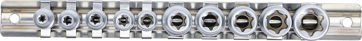 SOCKET SET, E-TYPE | 6.3 MM (1/4") / 10 MM (3/8") DRIVE | E4 - E16 | 10 PCS. (9548)