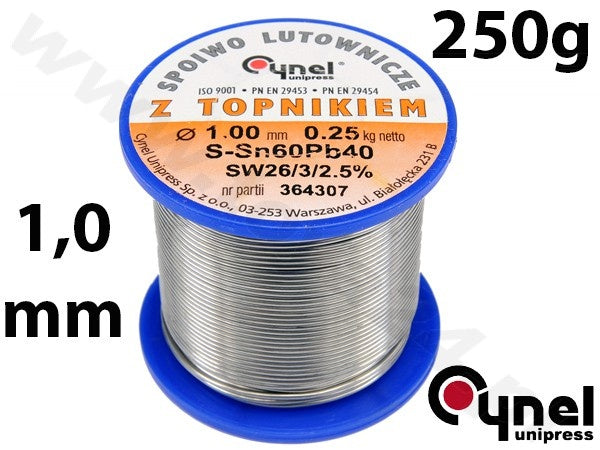 SOLDER SN60PB40 1.0MM 250G (76811)