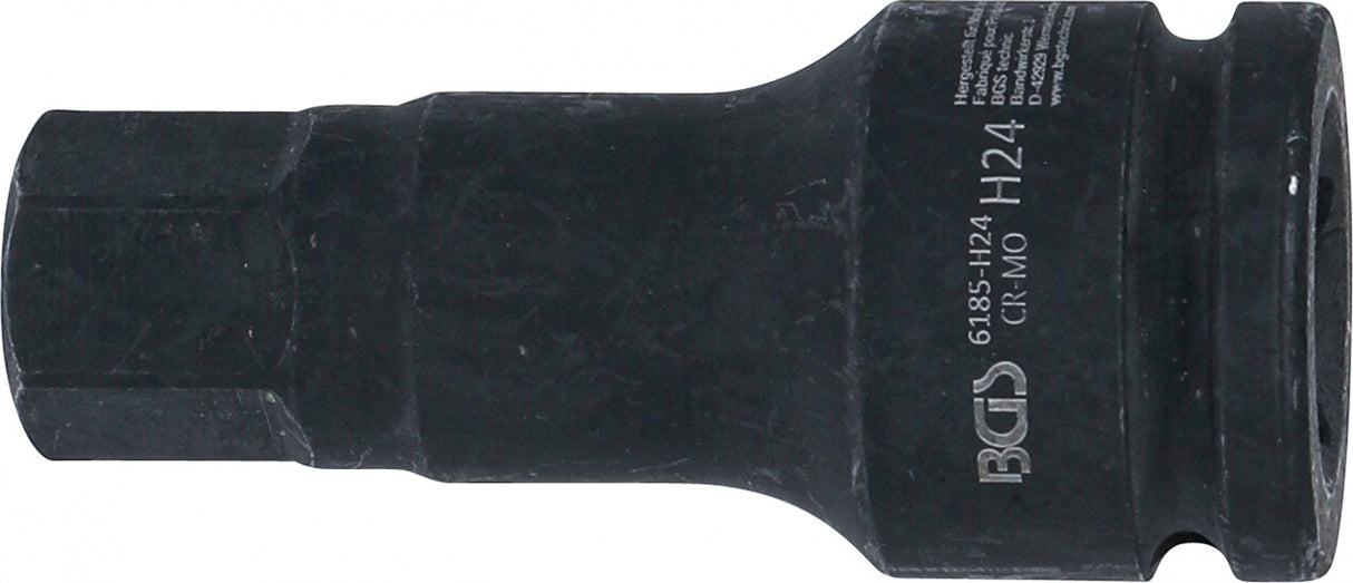 IMPACT BIT SOCKET | LENGTH 100 MM | 20 MM (3/4") DRIVE | INTERNAL HEXAGON 24 MM (6185-H24)
