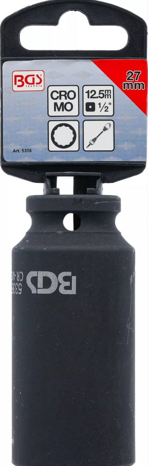 IMPACT SOCKET, 12-POINT, DEEP | 12.5 MM (1/2") DRIVE | 27 MM (5336)