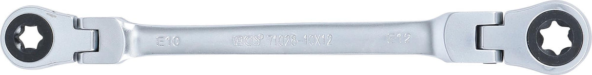 DOUBLE RATCHET RING SPANNER | ADJUSTABLE | WITH E-TYPE RING HEADS | E10 X E12 (71028-10X12)