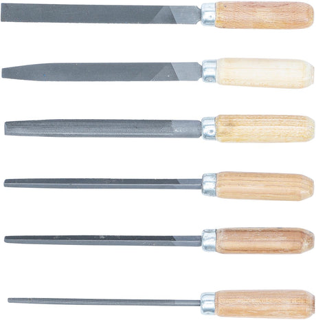 KEY FILE SET | WOODEN HANDLE | 100 MM | 6 PCS. (50204)
