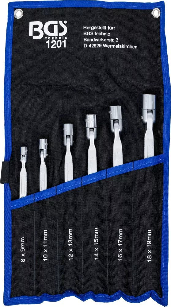 DOUBLE RING SPANNER SET WITH FLEXIBLE HEADS | 6 PCS. (1201)