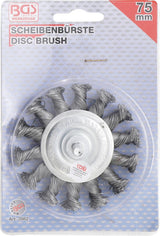 DISC BRUSH | DRIVE SHAFT 6 MM | KNOTTED | Ø 75 MM (3982)
