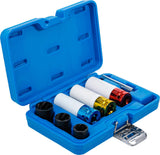 PROTECTIVE IMPACT SOCKET AND TWIST SOCKET SET (SPIRAL PROFILE) / SCREW EXTRACTOR | 12.5 MM (1/2") DRIVE | 17 - 21 MM | 7 PCS. (74297)