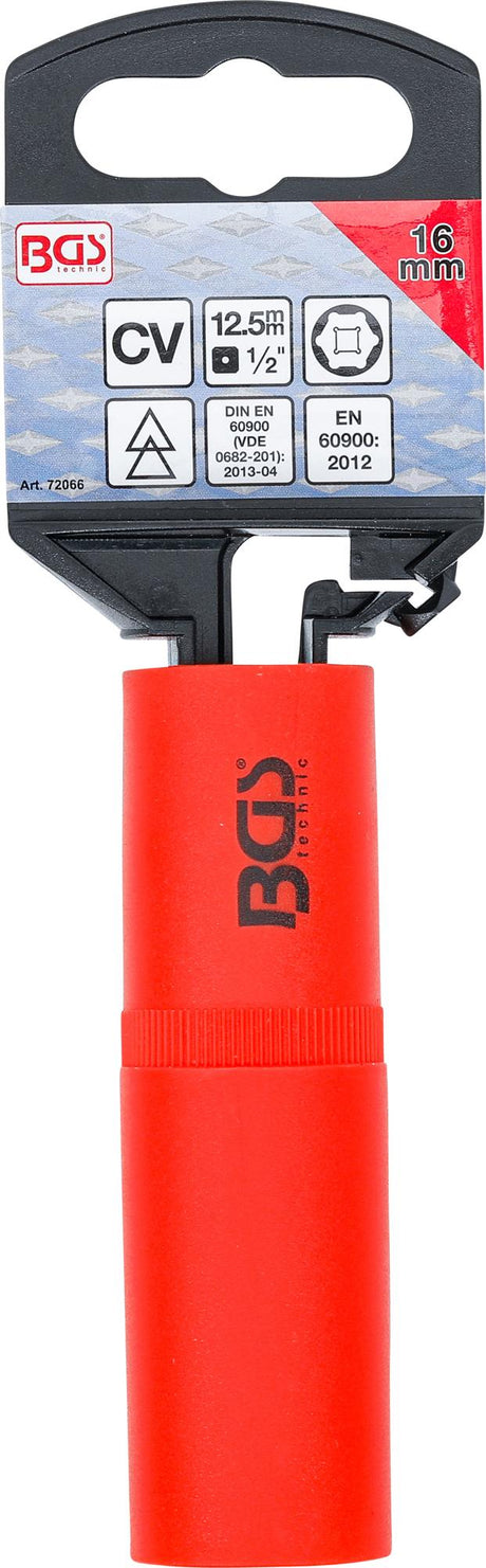 VDE SOCKET, HEXAGON | 12.5 MM (1/2") DRIVE | 16 MM (72066)