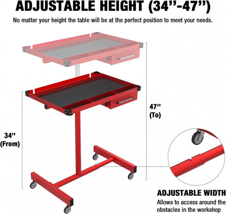 MOBILE ADJUSTABLE TELESCOPIC TABLE | WITH DRAWER (WT001)