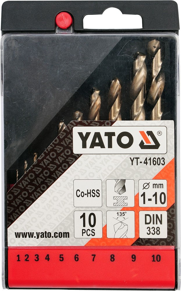 CO-HSS TWIST DRILL BIT SET 10 PCS 1-10MM (YT-41603)