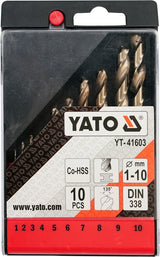 CO-HSS TWIST DRILL BIT SET 10 PCS 1-10MM (YT-41603)
