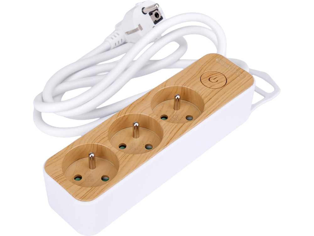 POWER CORD/EXTENSION CORD WITH GROUNDING (WOOD IMITATION) | 3 SOCKETS | 1.0 MM2 | 1.4 M (72340)