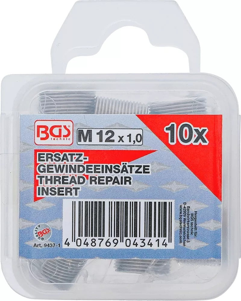 REPLACEMENT THREAD INSERTS | M12 X 1.0 MM | 10 PCS. (9437-1)