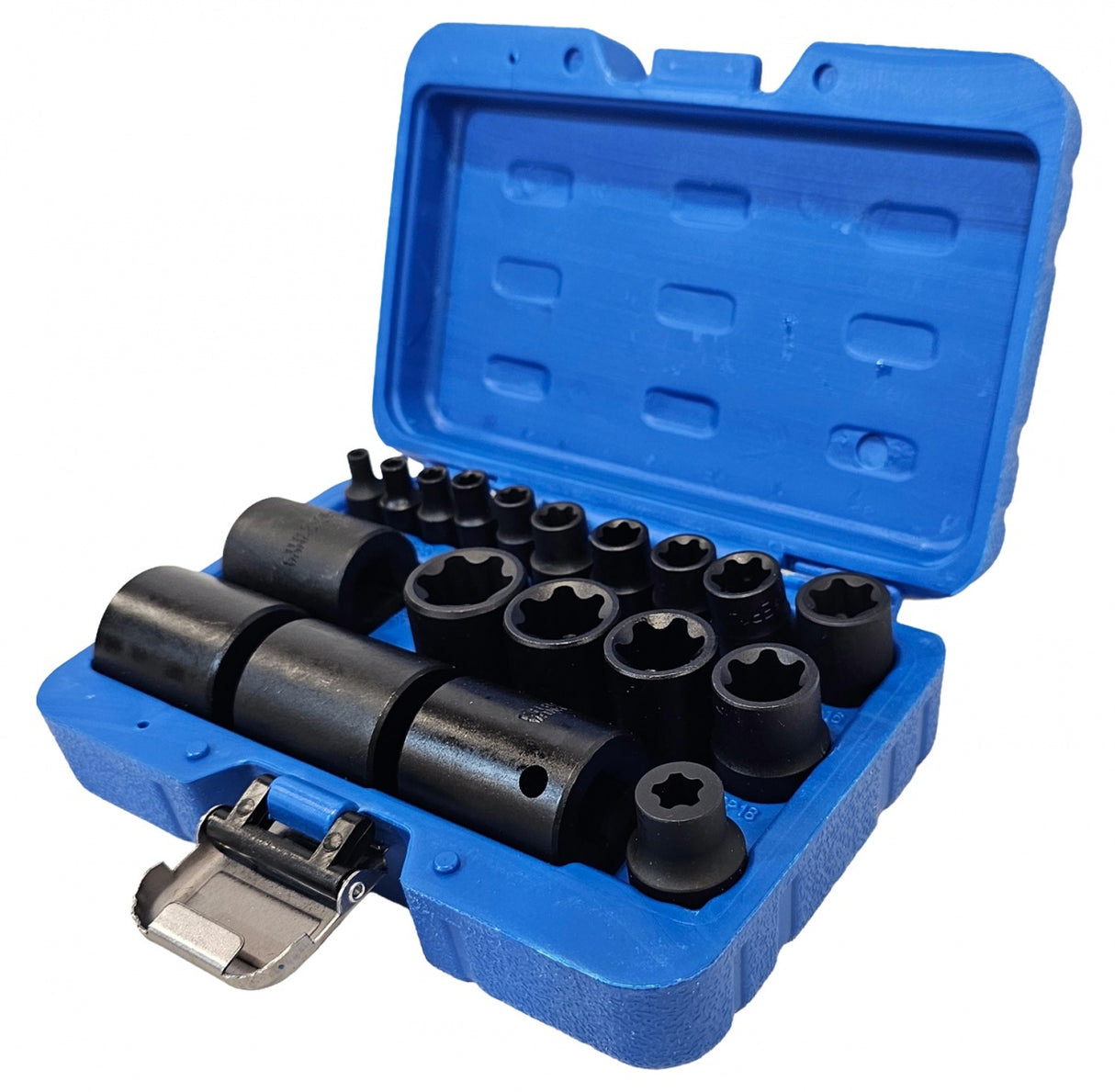 IMPACT SOCKET SET | E-TYPE PLUS | 6.3 MM (1/4"), 10 MM (3/8"), 12.5 MM (1/2") | EP4 - EP32 | 19 PCS. (S11019)