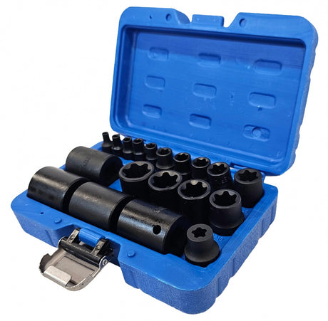 IMPACT SOCKET SET | E-TYPE PLUS | 6.3 MM (1/4"), 10 MM (3/8"), 12.5 MM (1/2") | EP4 - EP32 | 19 PCS. (S11019)