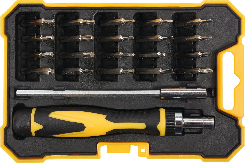 PRECISION BIT SET WITH EXTENSION BAR AND RATCHET HANDLE | 22 PCS. (64402)