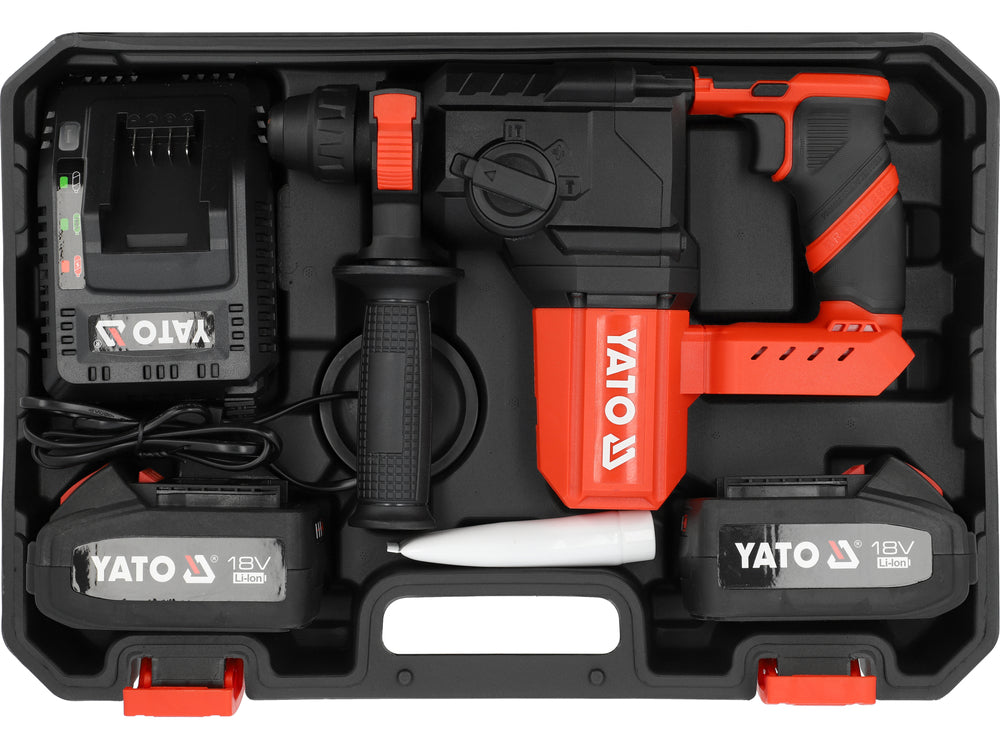 BRUSHLESS ROTARY HAMMER 18V SDS PLUS 2.5J - 2X BATTERY 4 AH (YT-827722)