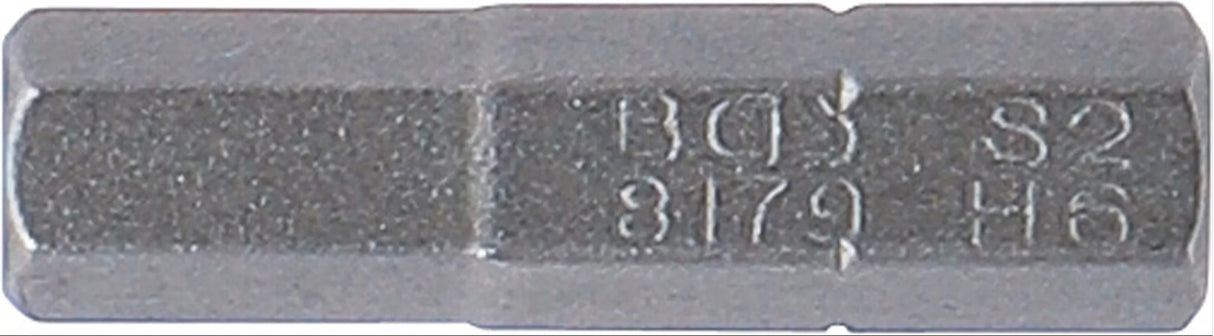 BIT | LENGTH 25 MM | 6.3 MM (1/4") DRIVE | INTERNAL HEXAGON 6 MM (8179)