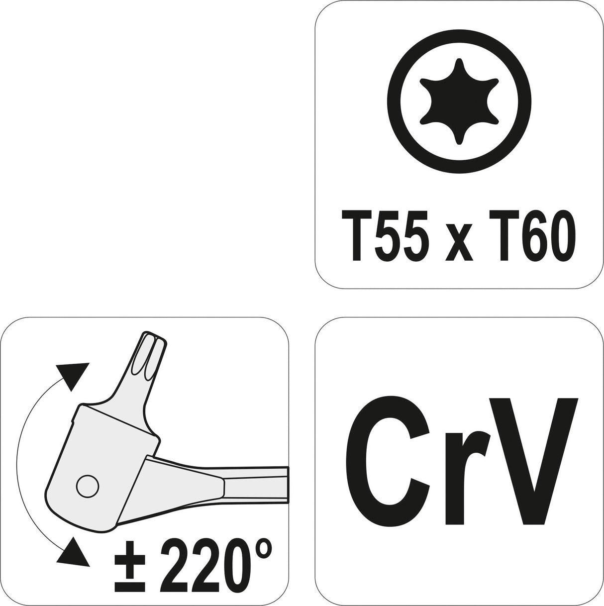 TORX DOUBLE HEAD FLEXIBLE WRENCH T55XT60 (YT-05315)