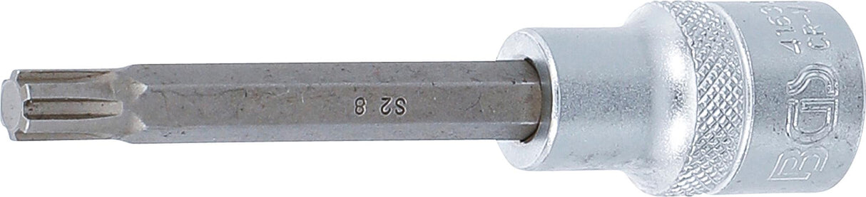 BIT SOCKET | LENGTH 100 MM | 12.5 MM (1/2") DRIVE | SPLINE (FOR RIBE) | M8 (4163)
