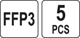 DUST MASKS WITH VALVE | CERTIFIED FFP3 | 5 PCS. (YT-74982)