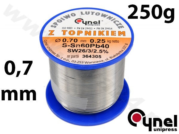 SOLDER SN60PB40 0.7MM 250G (76807)