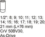 PVC TRAY WITH 14PCS DEEP SOCKETS 1/2 (YT-5539)