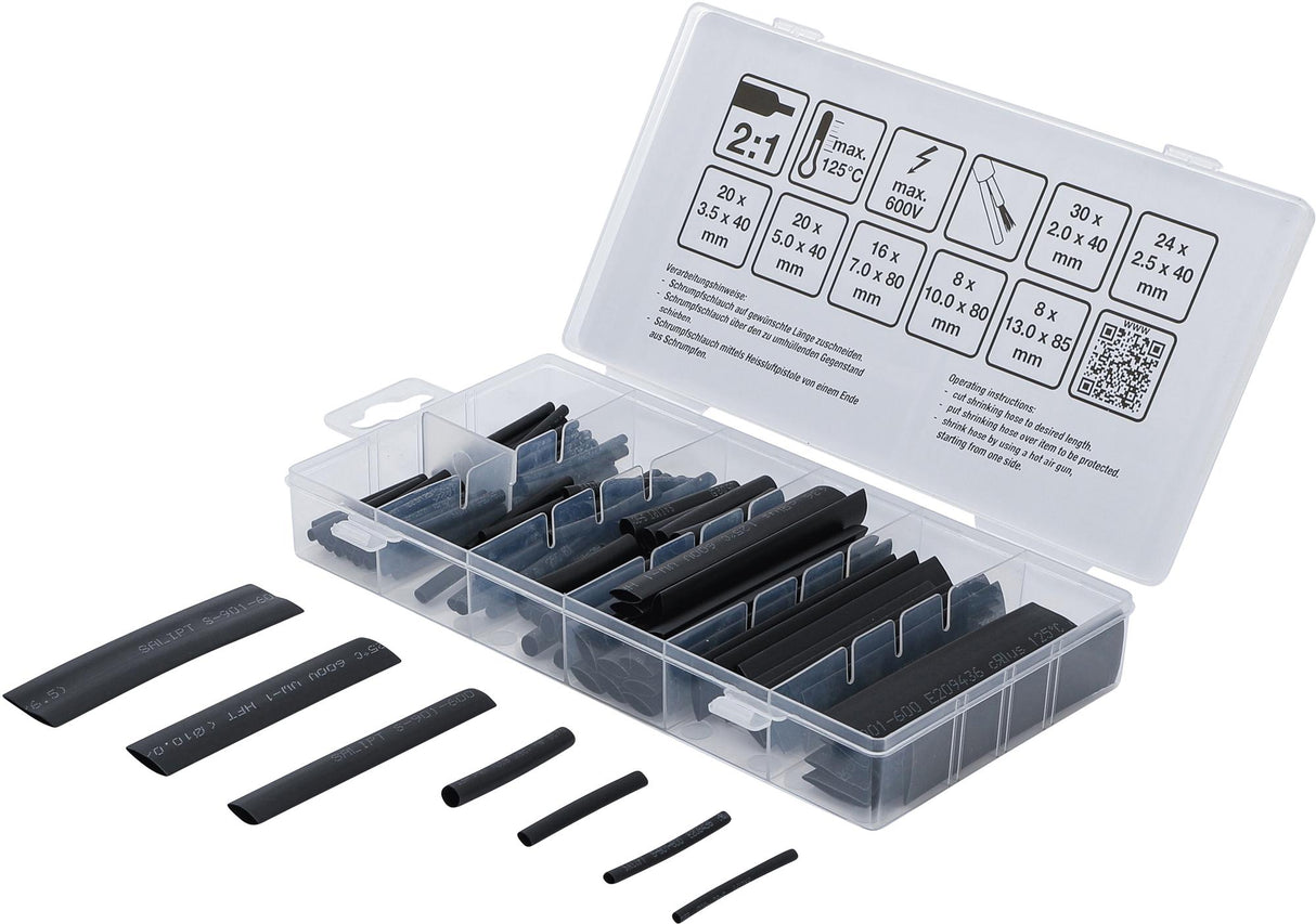 SHRINK TUBE ASSORTMENT | BLACK | 126 PCS. (88184)