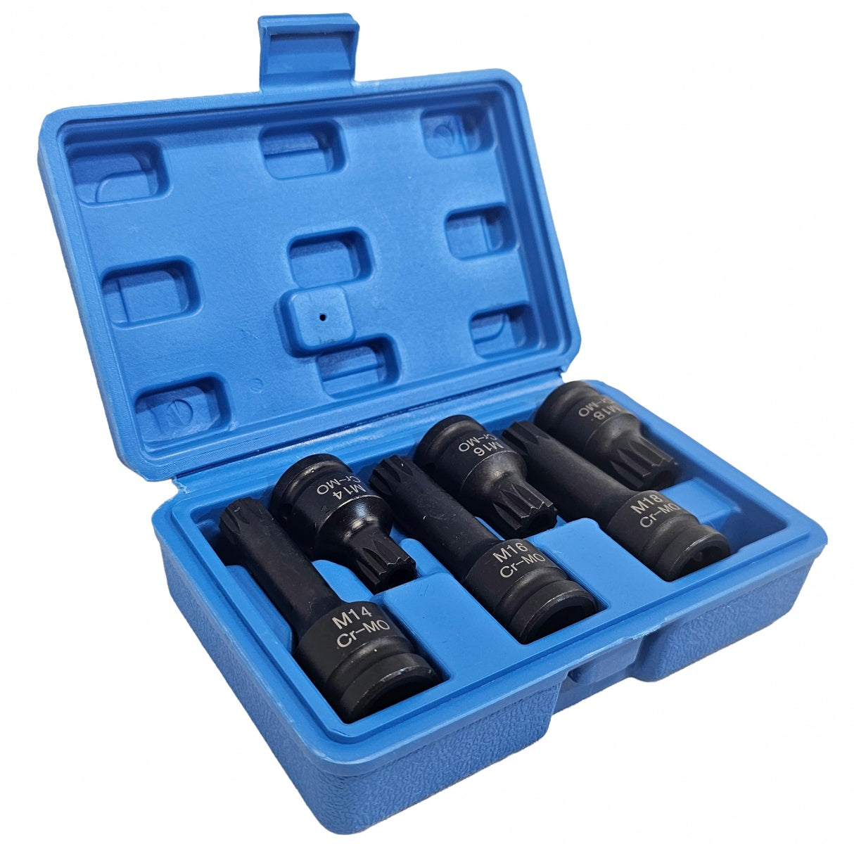 IMPACT BIT SET | WITH HOLE | 12.5 MM (1/2") | SPLINE (XZN) | 6 PCS. (S1121)