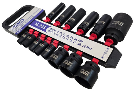 SET OF IMPACT SOCKETS LONG AND SHORT | 12.5 MM (1/2") | 10-36 MM | 14 PCS. (SK1214)