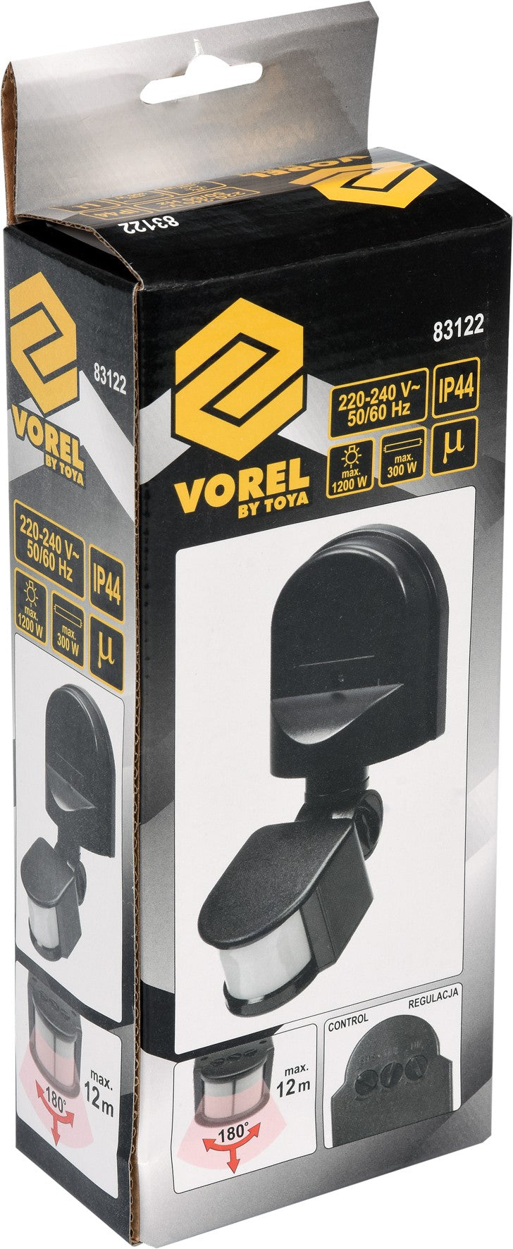 MOTION SENSOR PIR IP44 BLACK (83122)